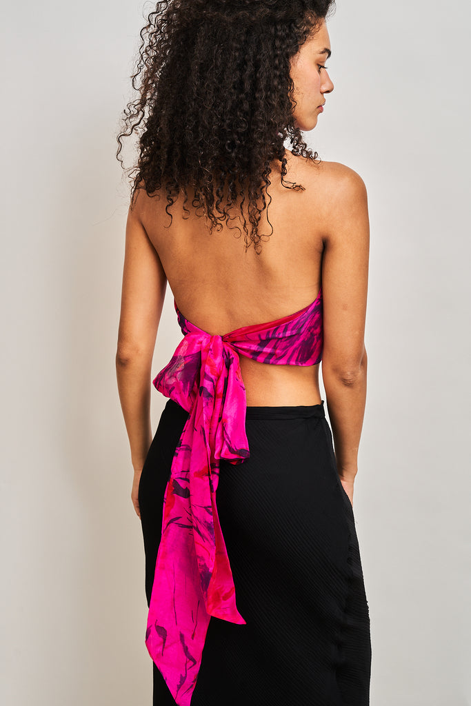 Silk Halter Top - Hot Pink