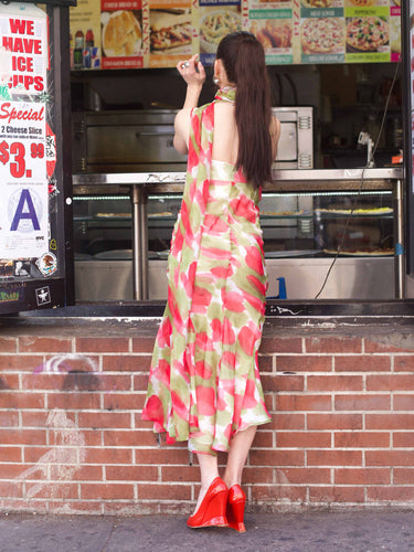 D&L Dress - Pink & Green Tulip