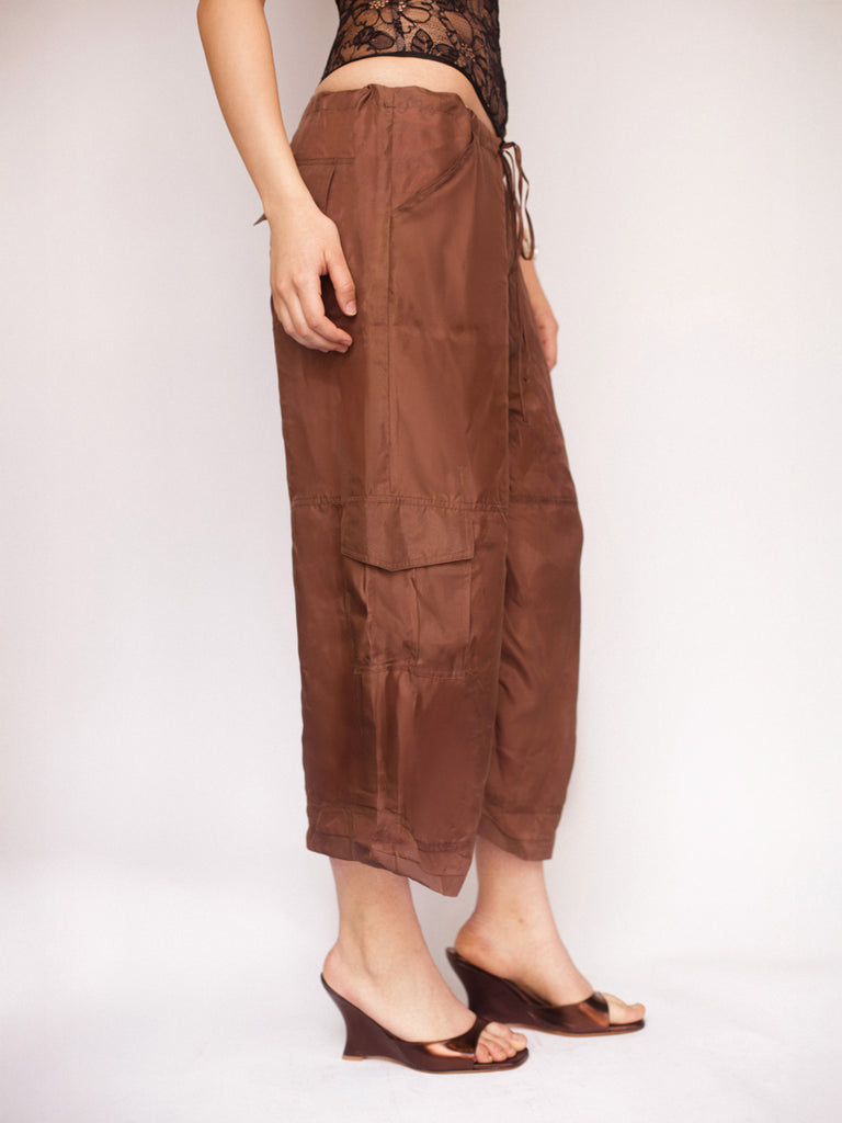 Silk Cargo Capris - Brown