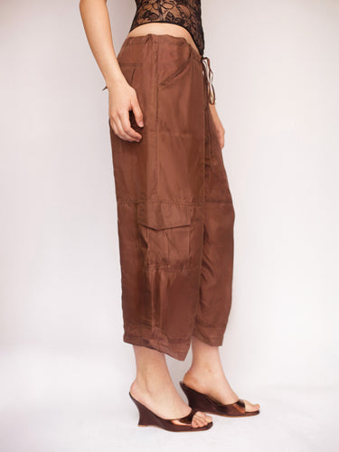 Silk Cargo Capris - Brown