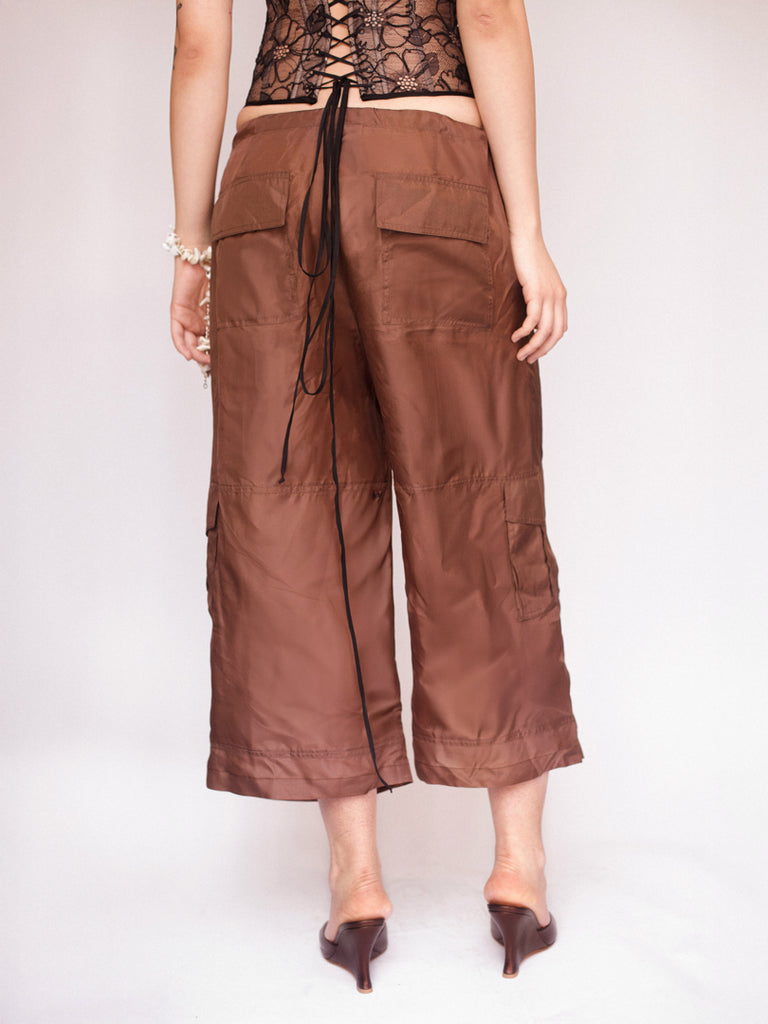 Silk Cargo Capris - Brown