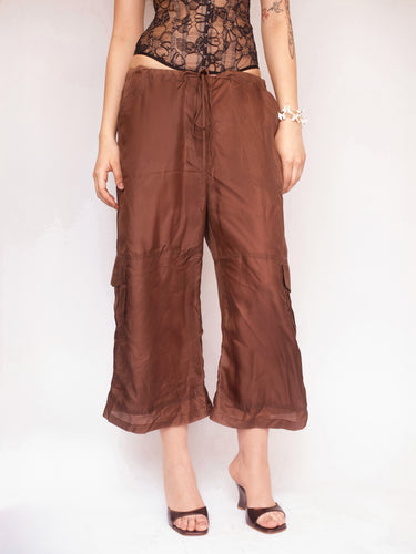 Silk Cargo Capris - Brown