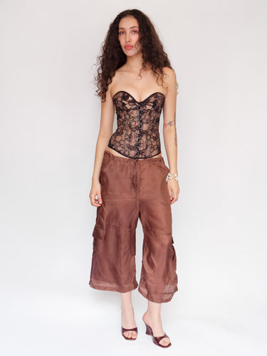 Silk Cargo Capris - Brown