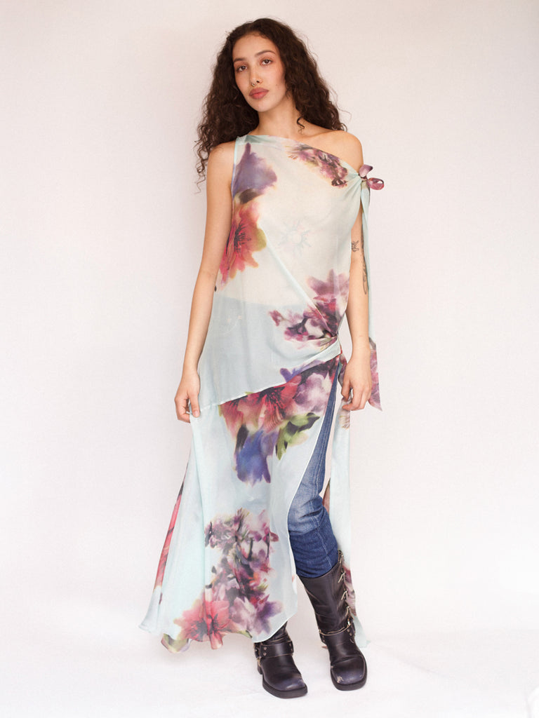 Susan Dress - Aqua Floral
