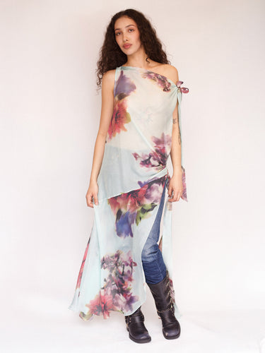 Susan Dress - Aqua Floral