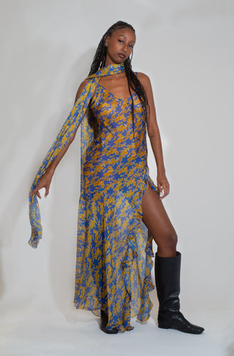 Diane Slip and Scarf - Marigold Blue