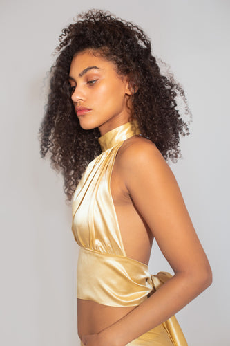 Silk Halter Top - Gold