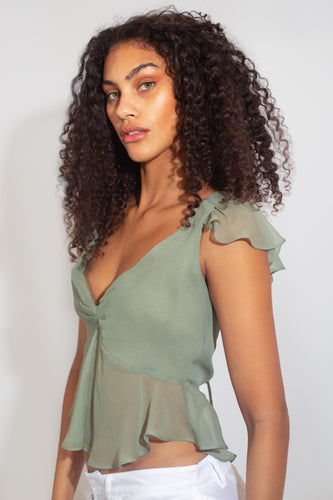 Fairy Cap Sleeve Top - Green