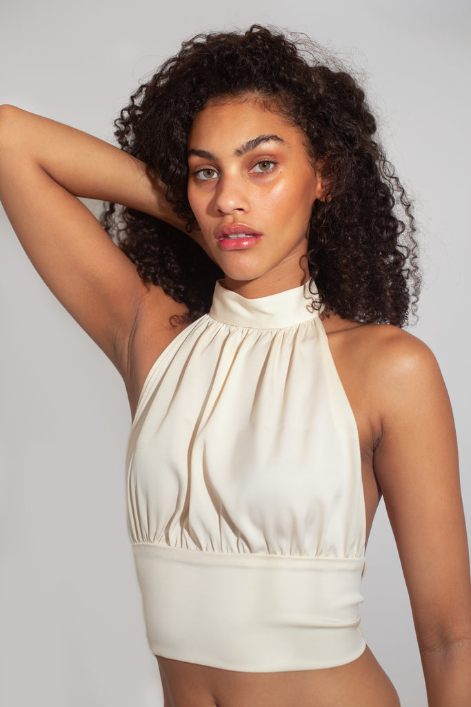 Silk Halter Top - Eggshell