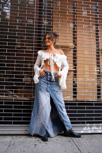 Y2K Flounce Top - White Knit