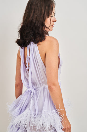 Two Tier Feather Dress - Light Lavender