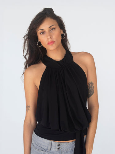 70's Chic Top - Black Jersey