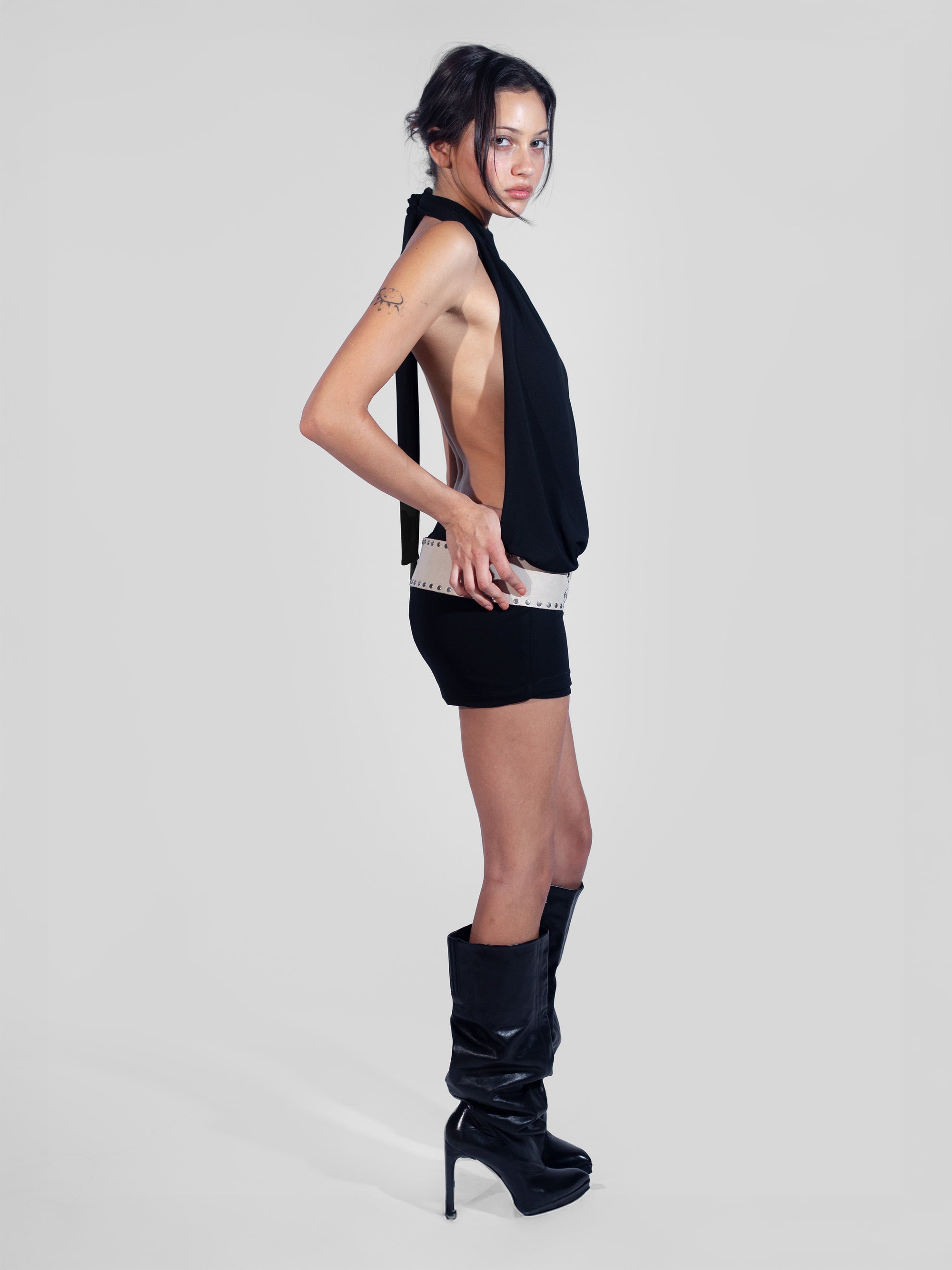 70's Chic Mini Dress - Black Jersey