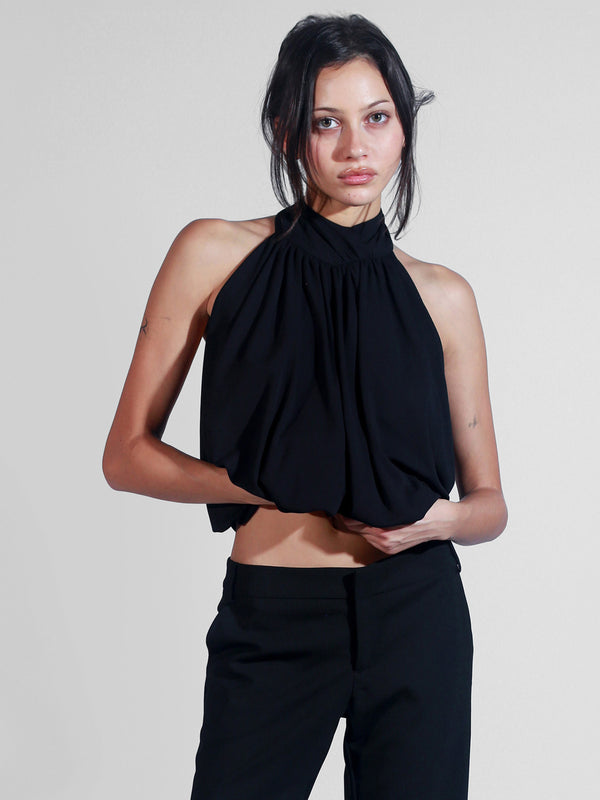 70's Chic Top - Black Jersey