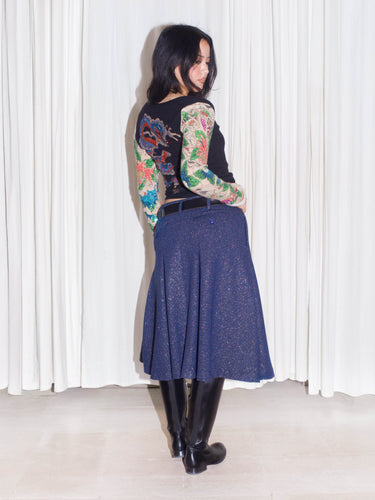 Amy Skirt - Navy Knit & Silver