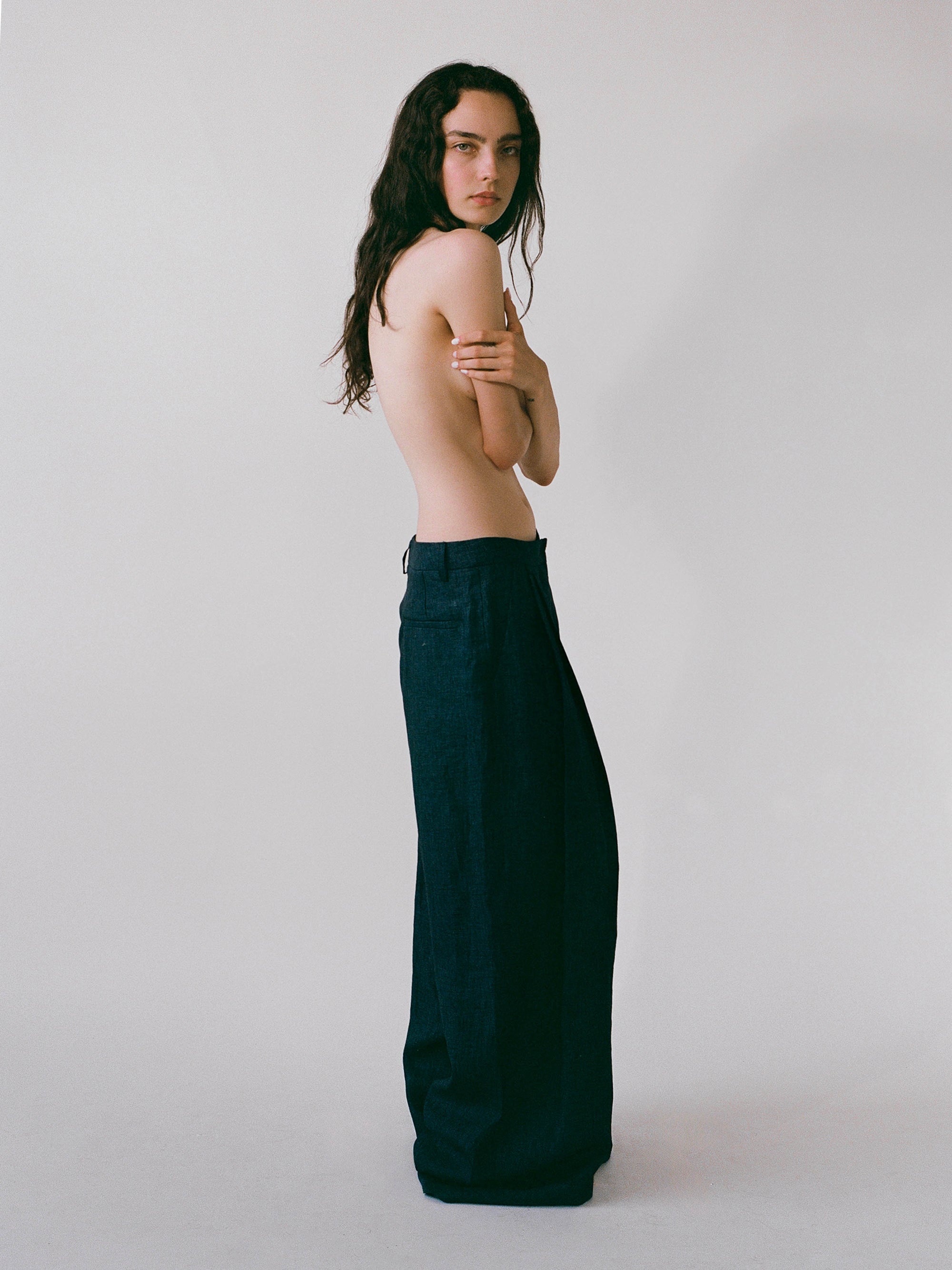 Baggy Baggy Men's Pant - Blue Linen