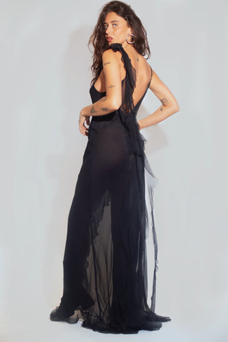 Yvonne Ruffle Dress - Black