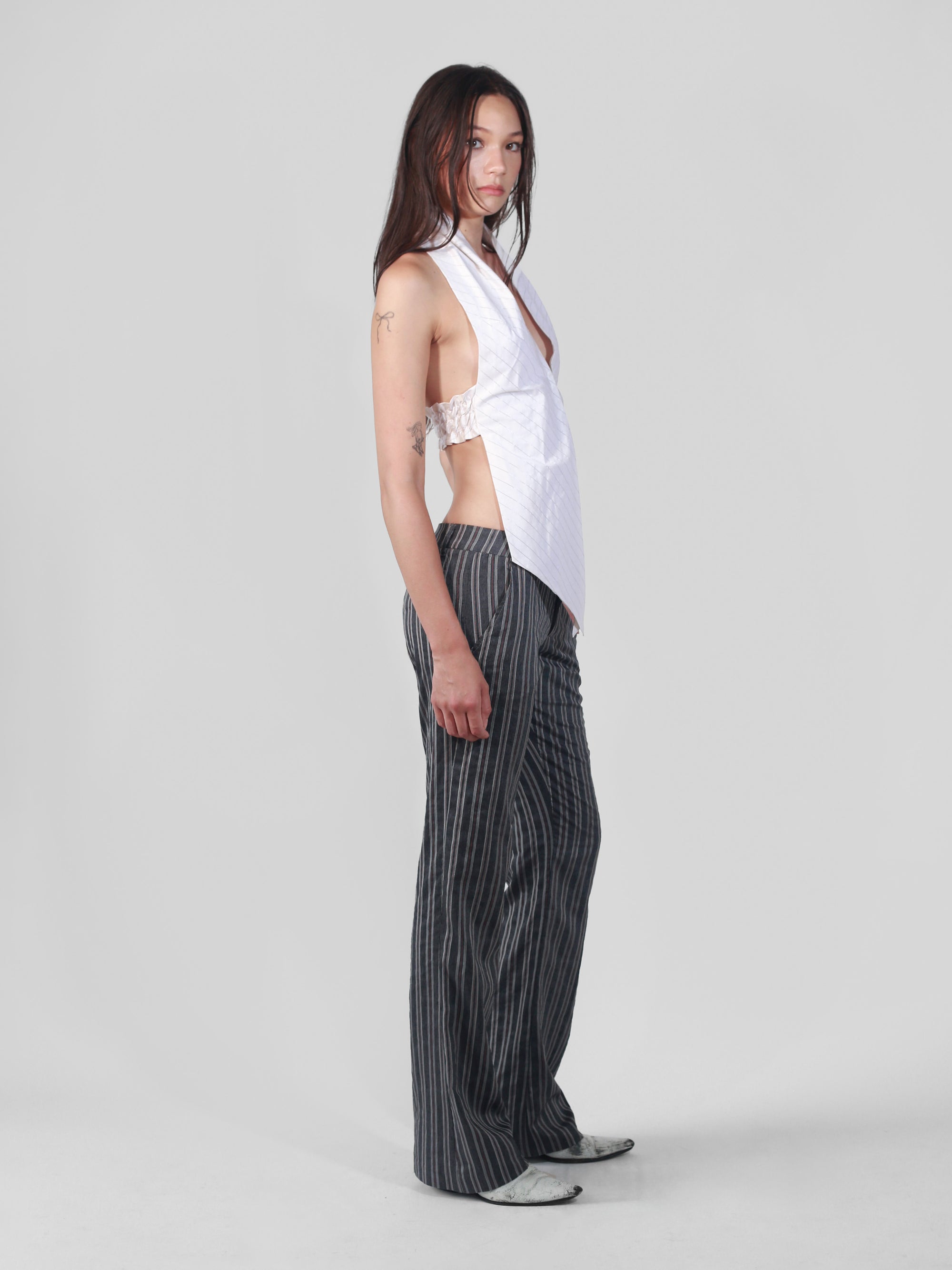 Dandy Top - White & Silver Stripe