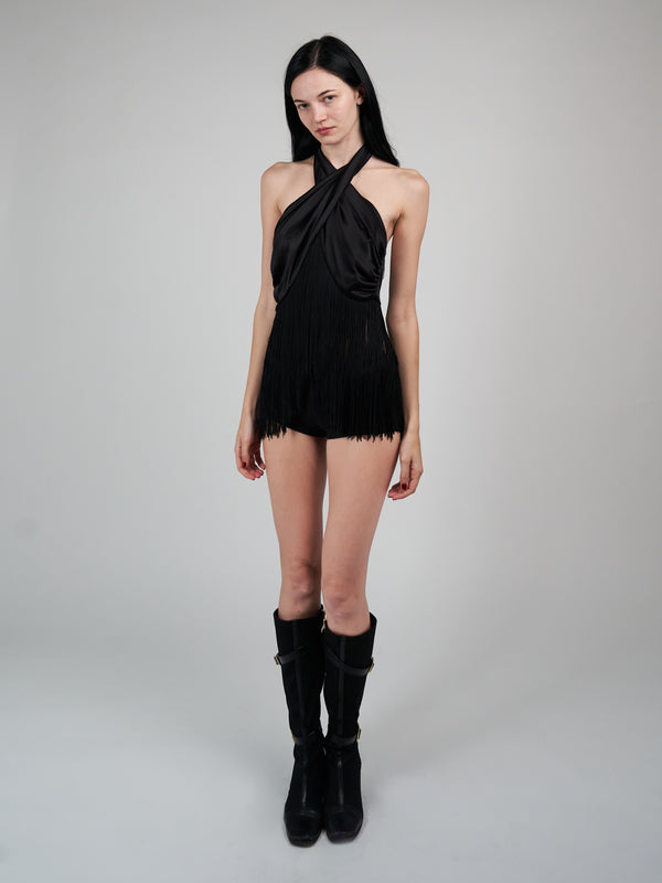 Cha Cha Fringe Top - Black