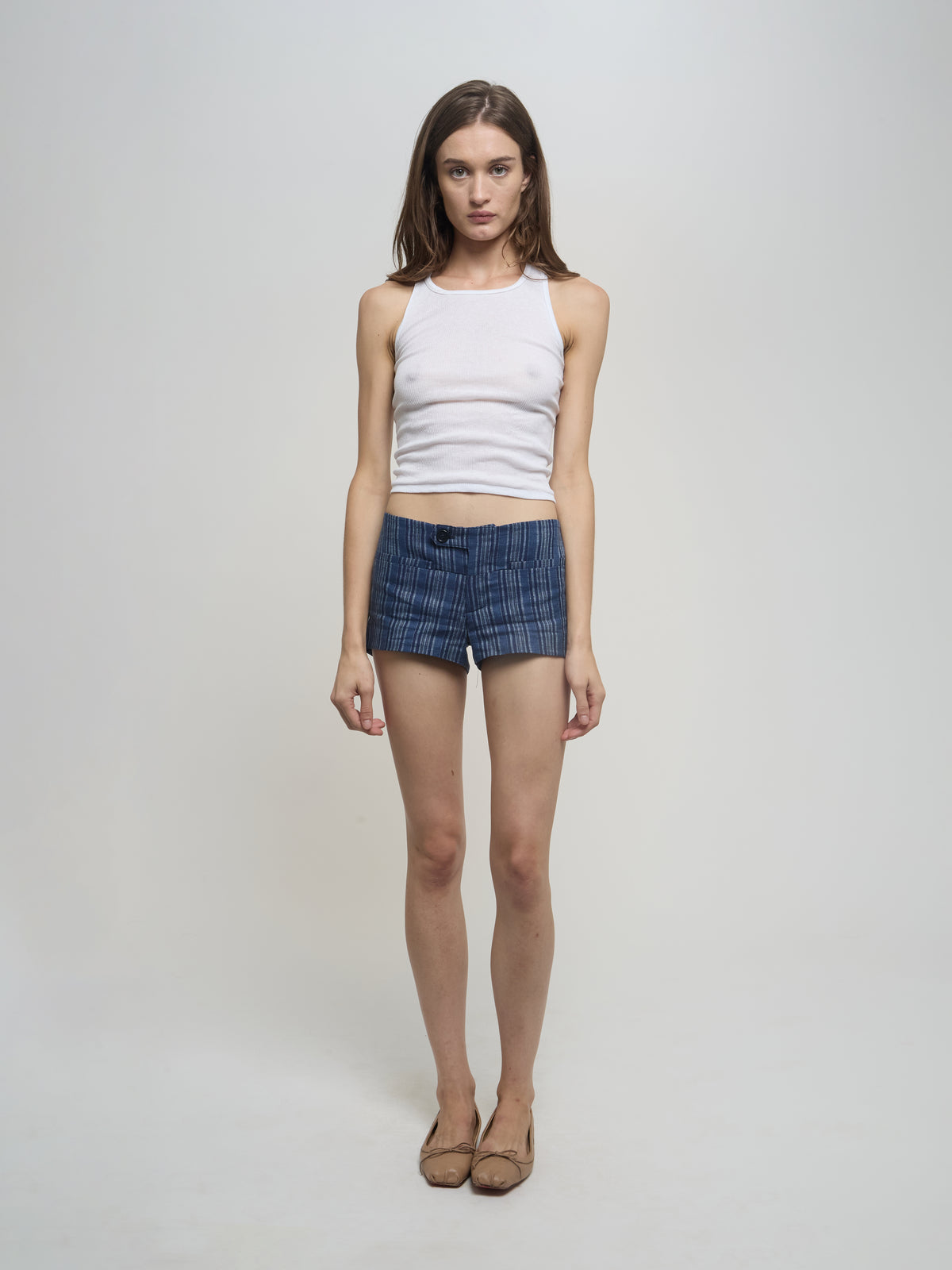 Lily Shorts - Blue Striped Linen