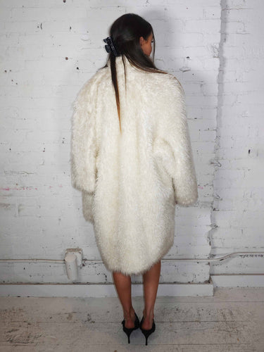 Faux White Shearling Coat