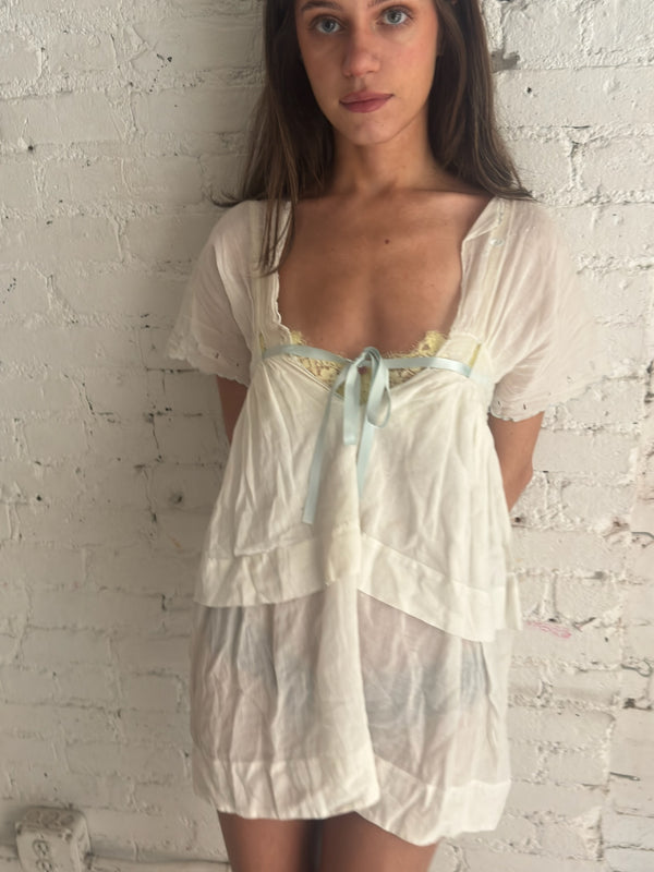 Vintage Silk Blue Bow Mini