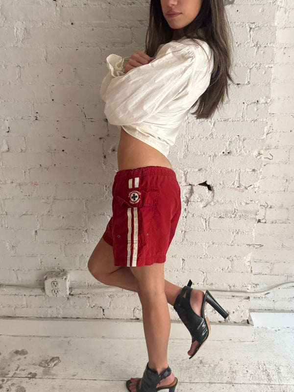 Vintage Red Striped Shorts