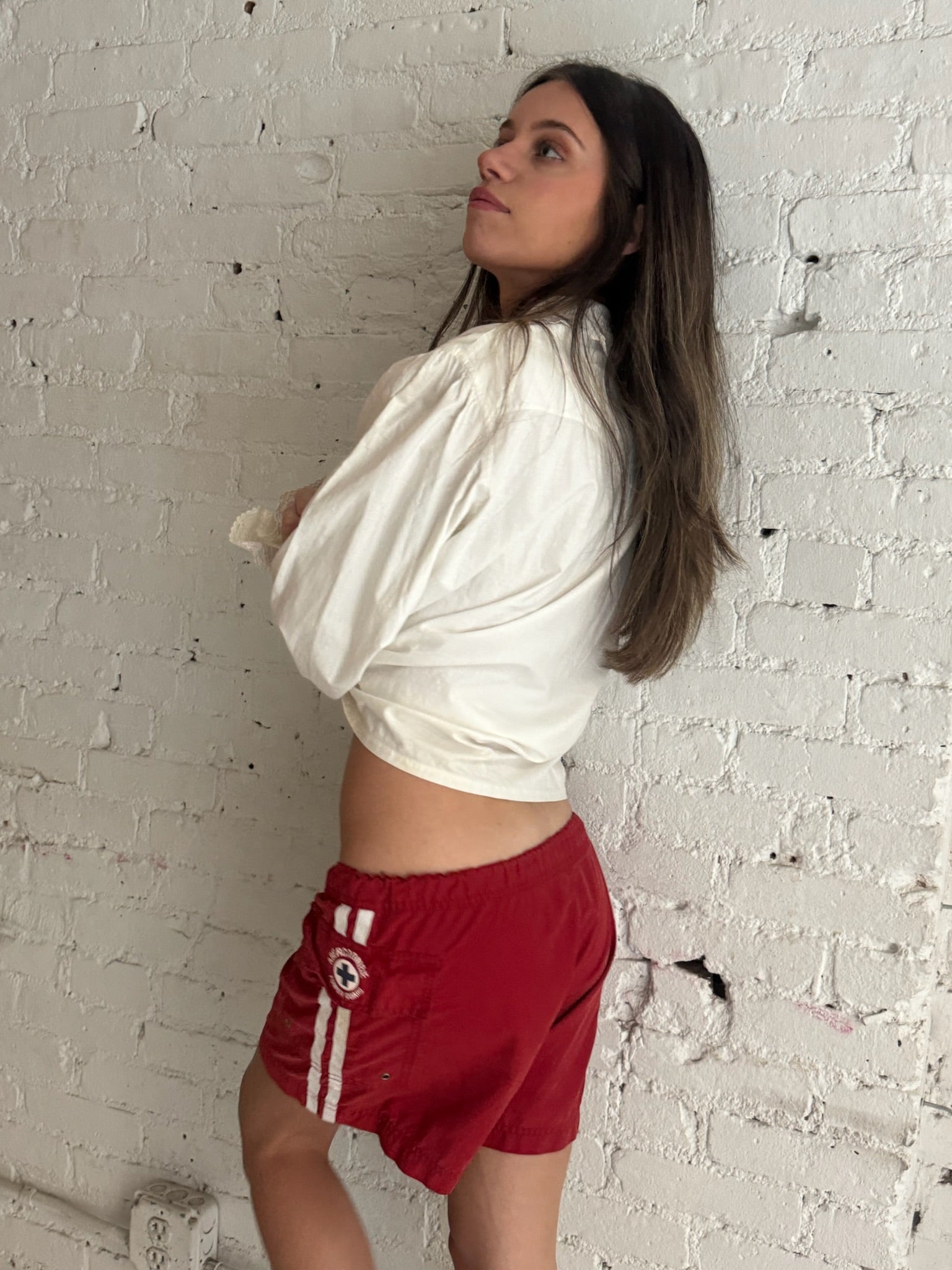 Vintage Red Striped Shorts