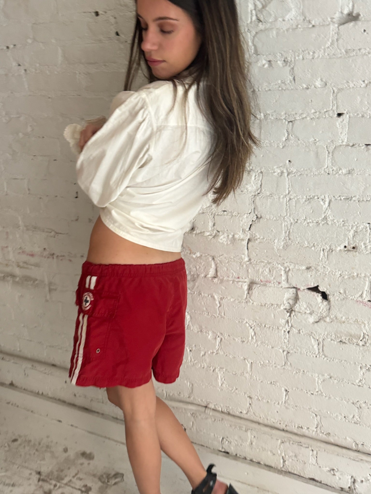 Vintage Red Striped Shorts