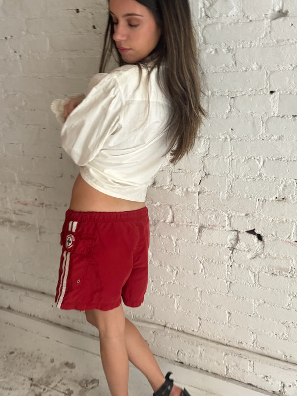 Vintage Red Striped Shorts
