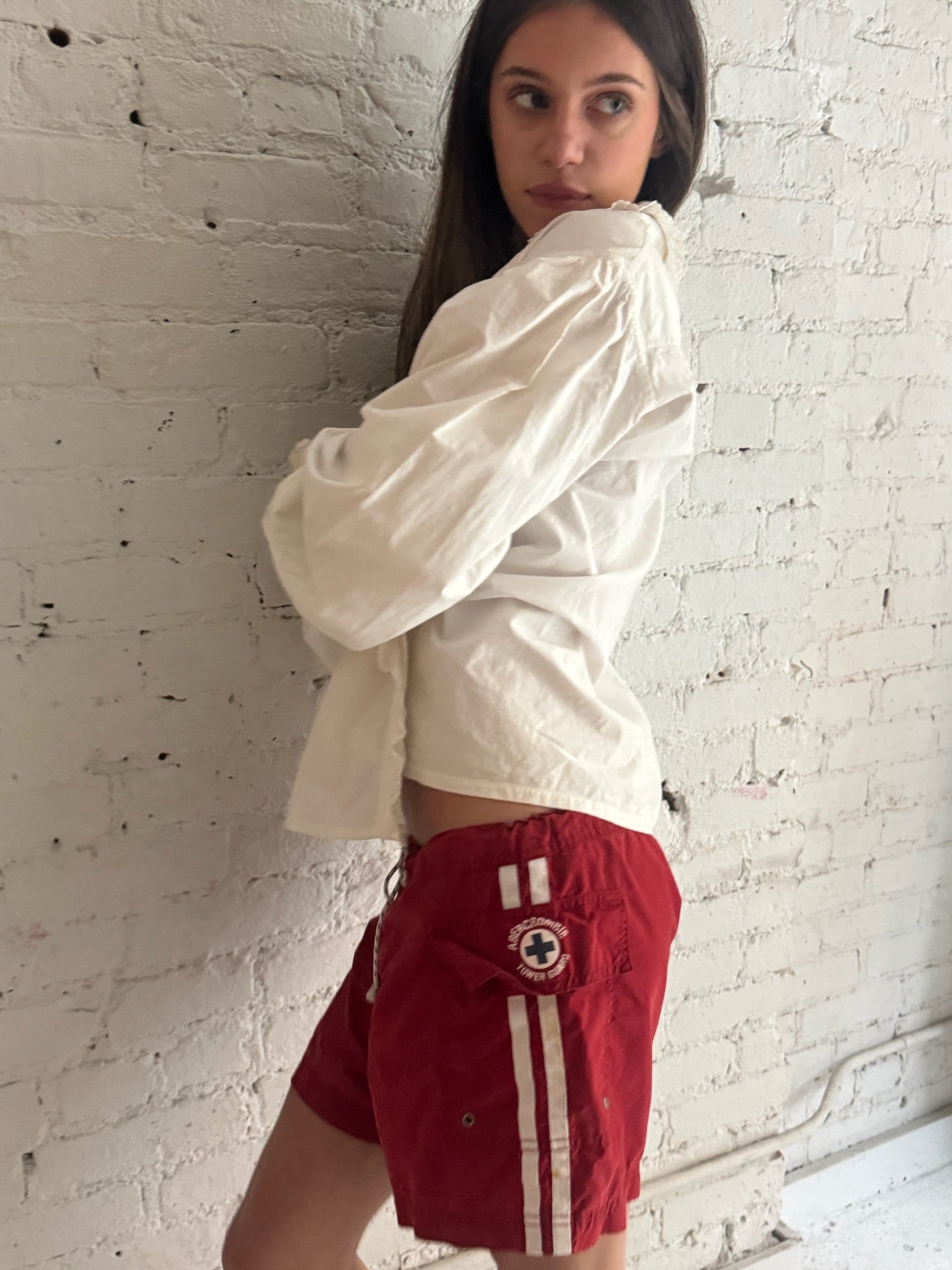 Vintage Red Striped Shorts