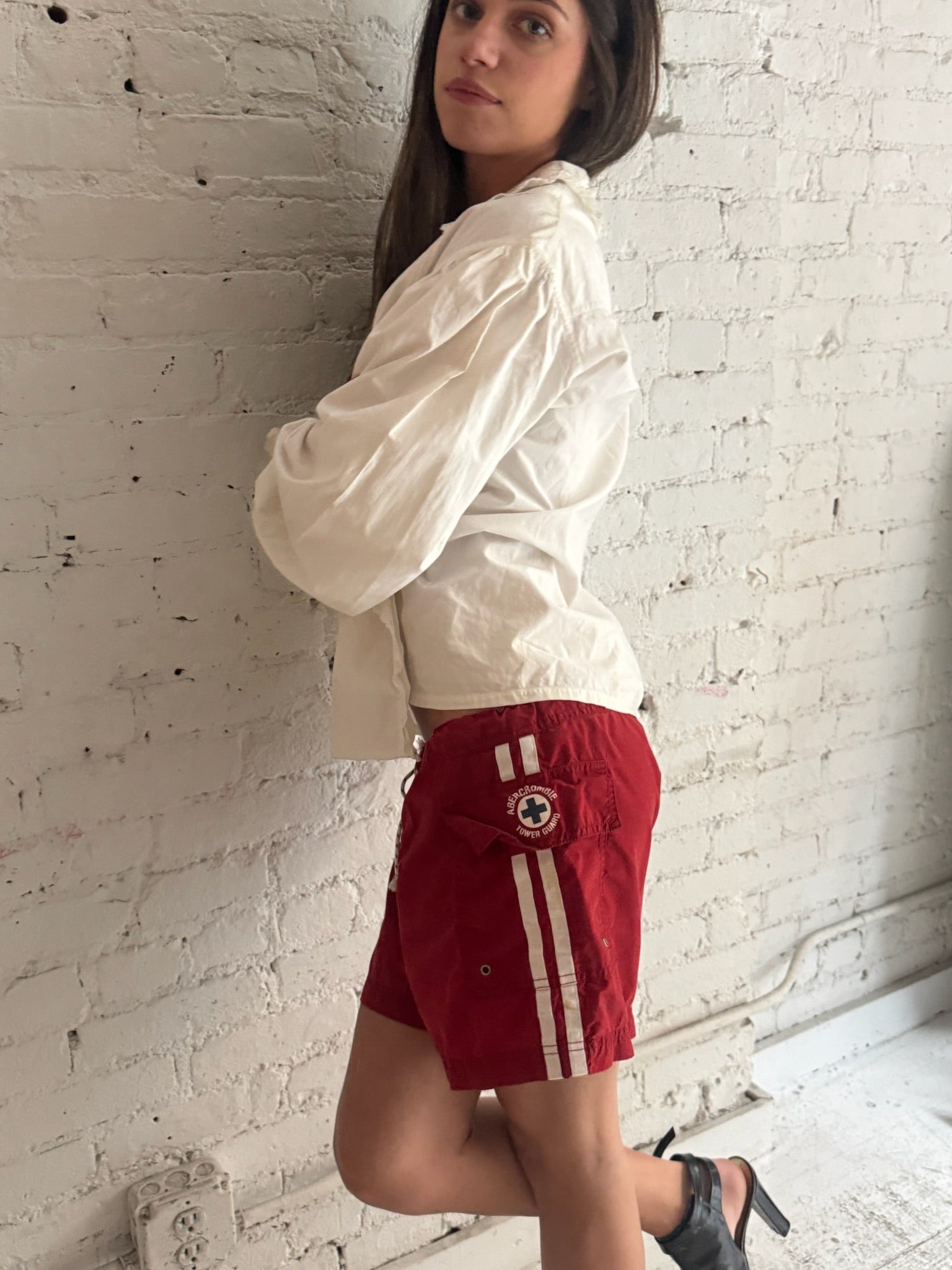 Vintage Red Striped Shorts