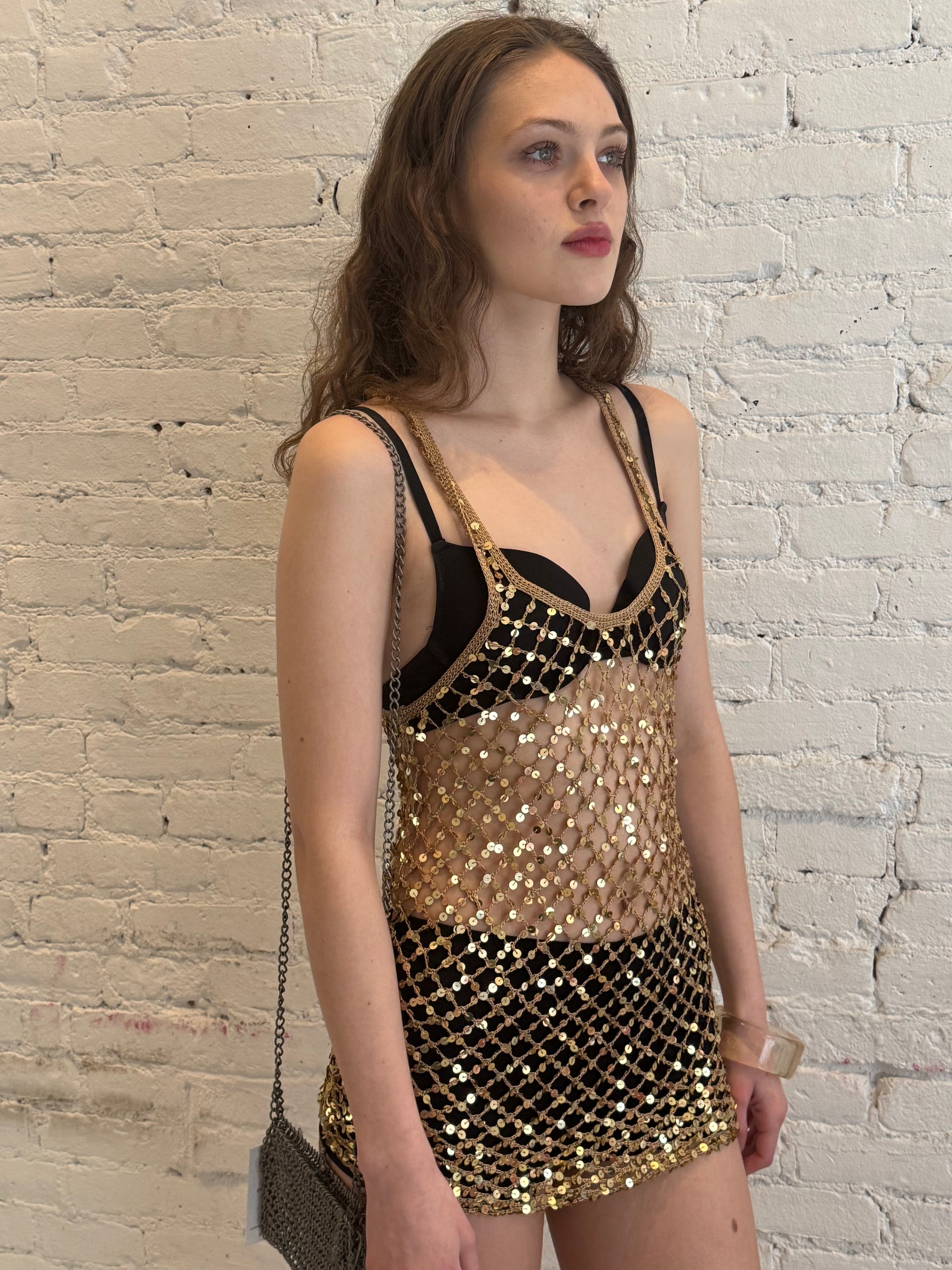 Vintage Gold Beaded Tank