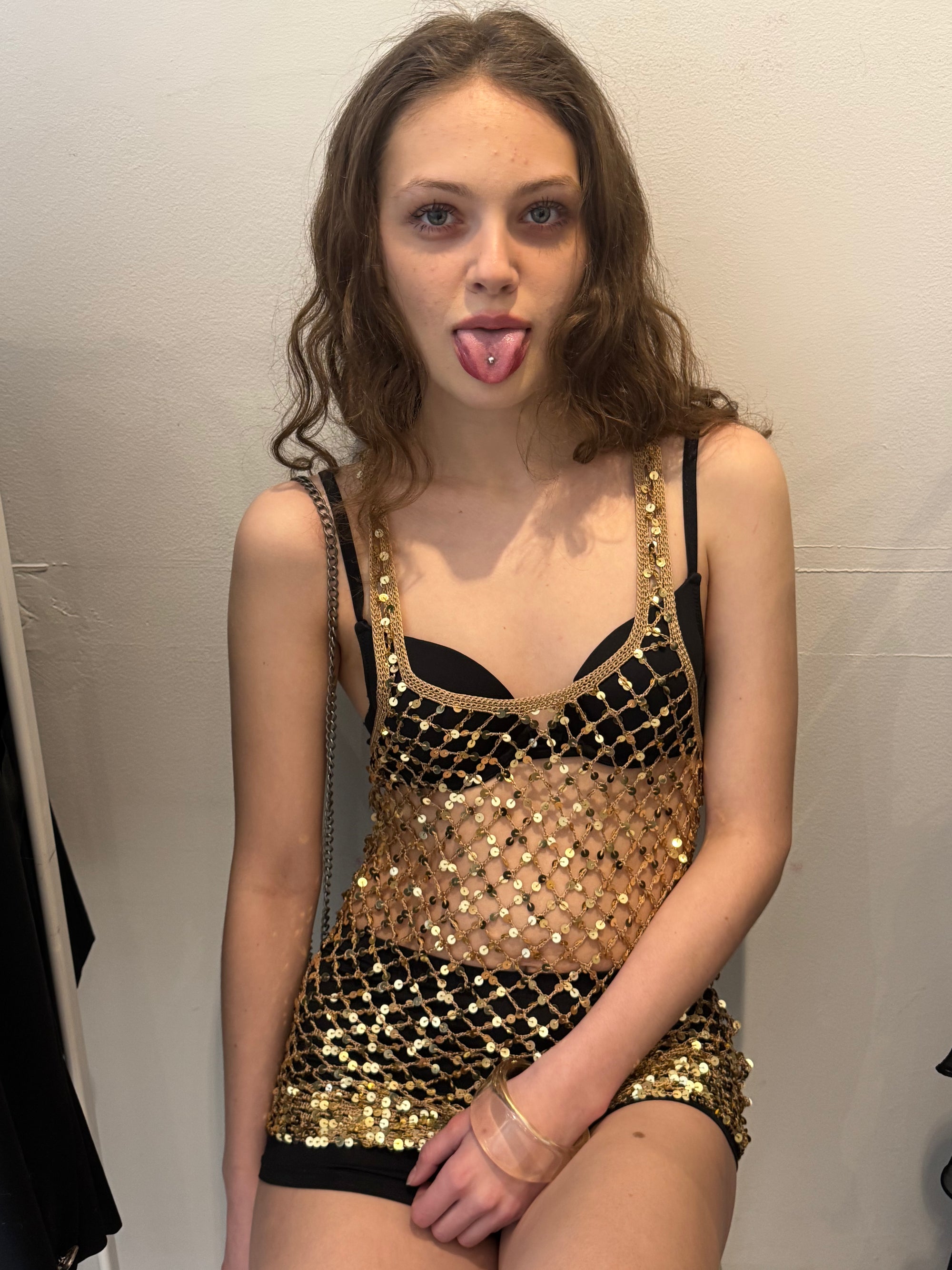 Vintage Gold Beaded Tank