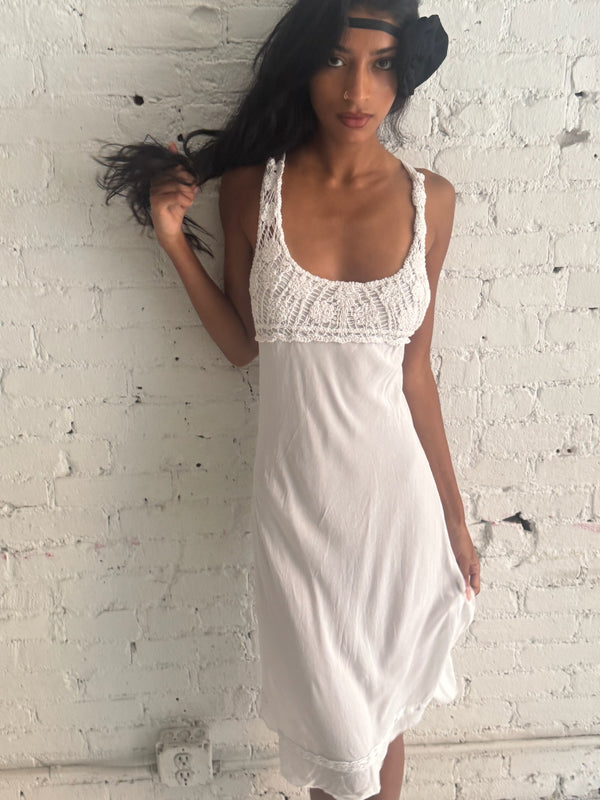 Vintage White Crochet Dress