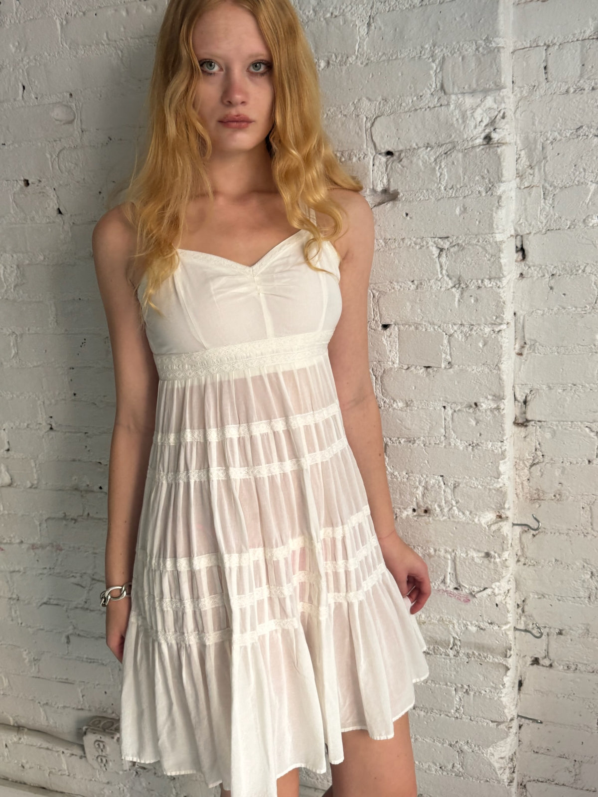 Vintage White Cotton Mini Dress