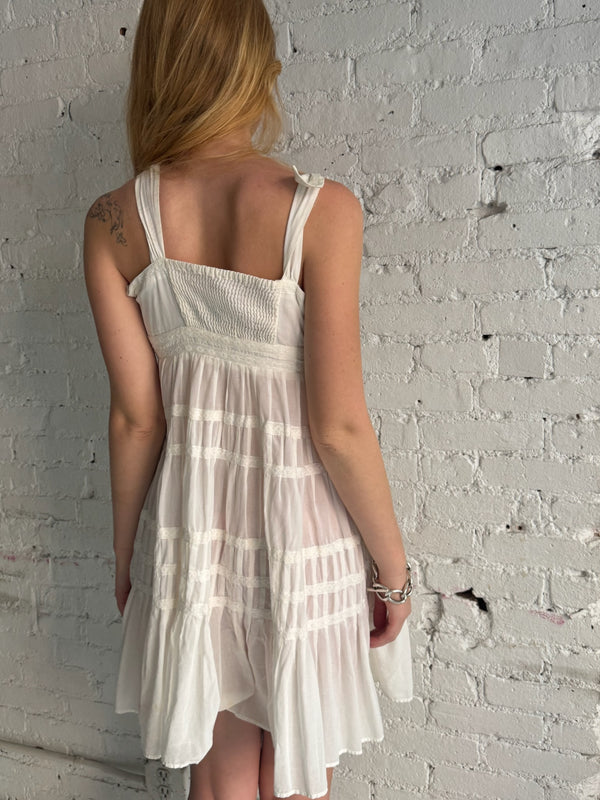 Vintage White Cotton Mini Dress