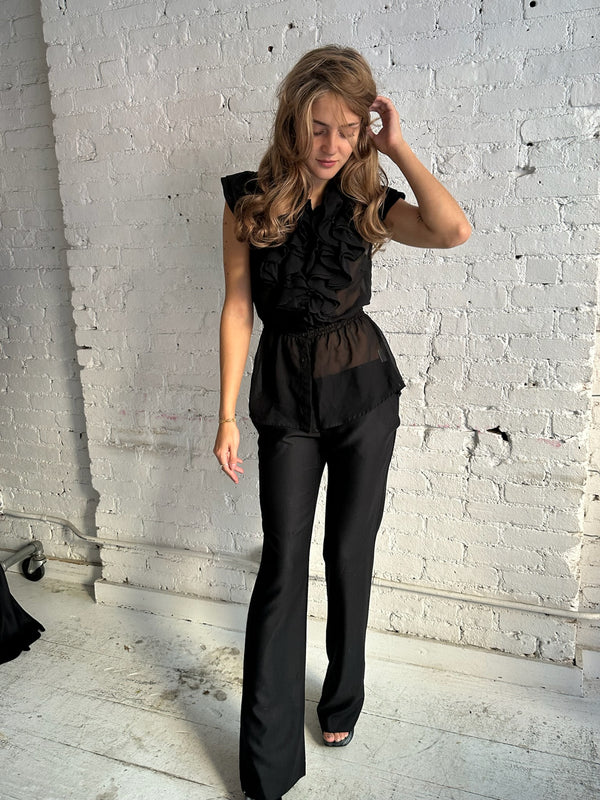 Vintage Ruffled Sheer Top