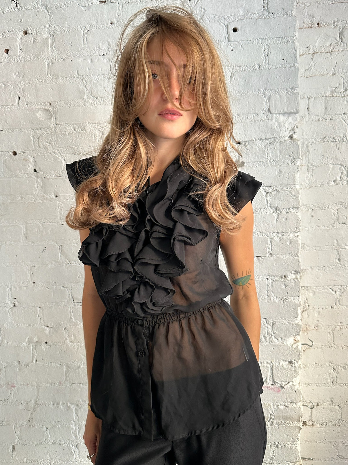Vintage Ruffled Sheer Top