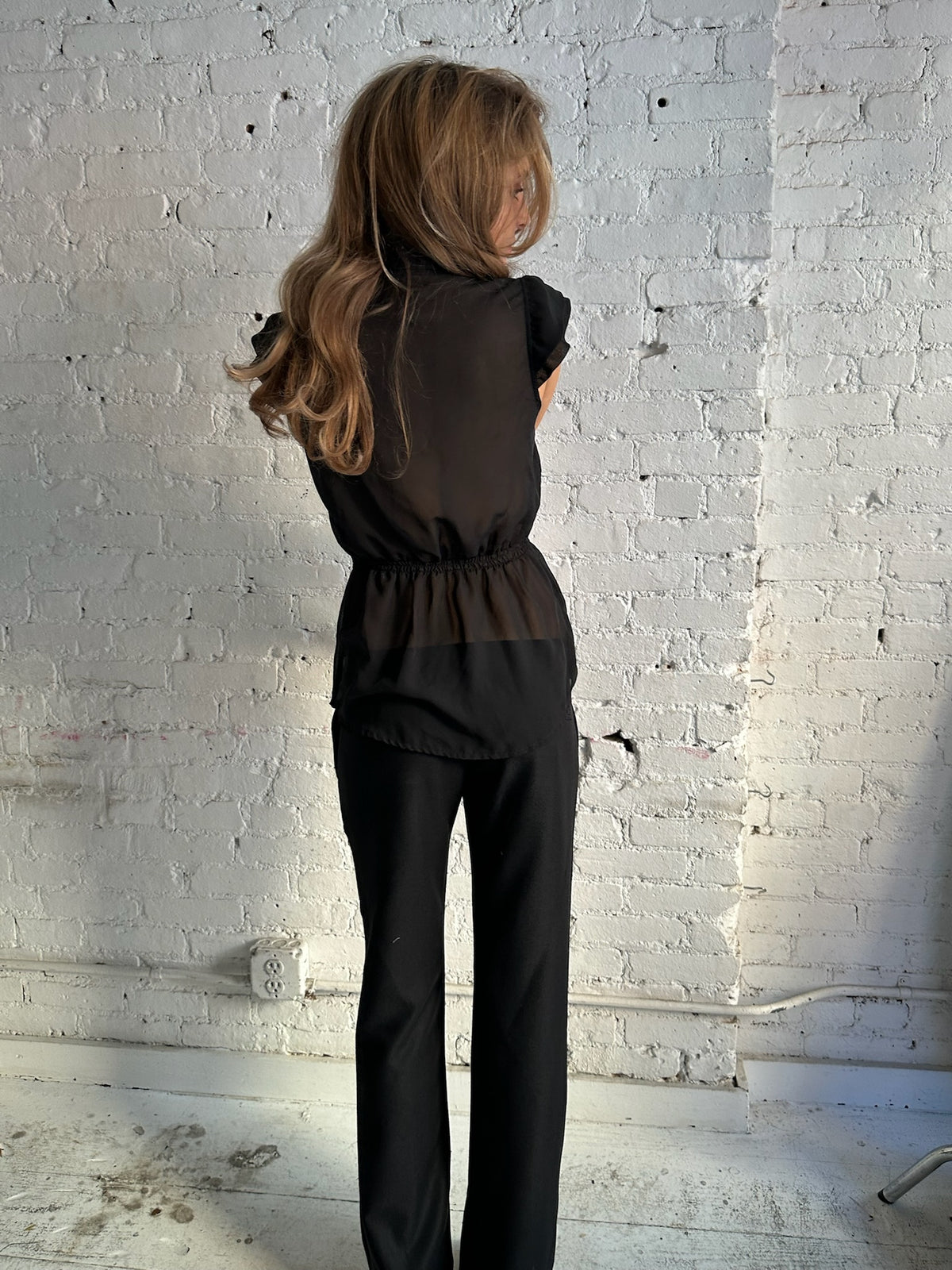 Vintage Ruffled Sheer Top