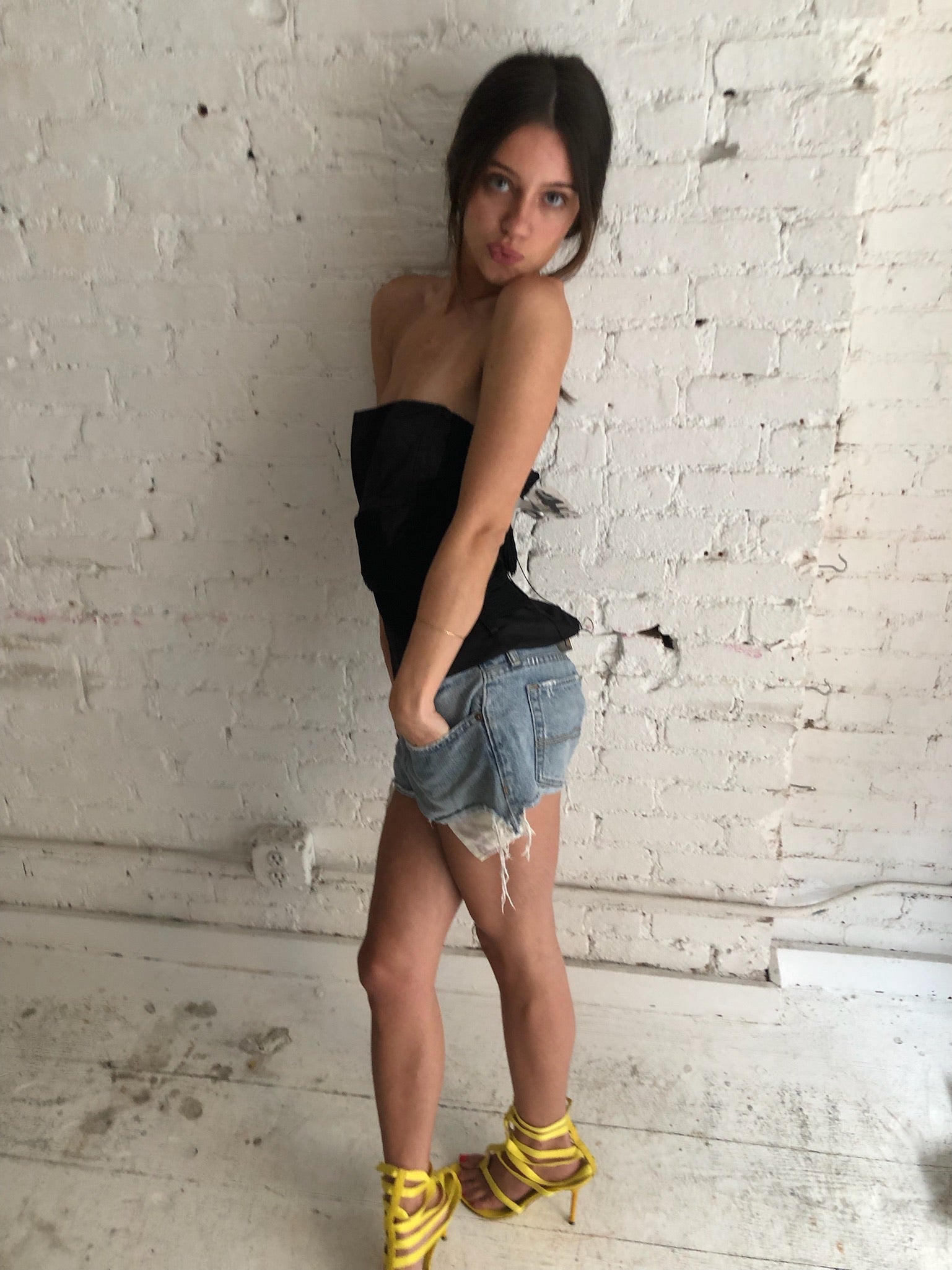 Vintage Black Strapless Top