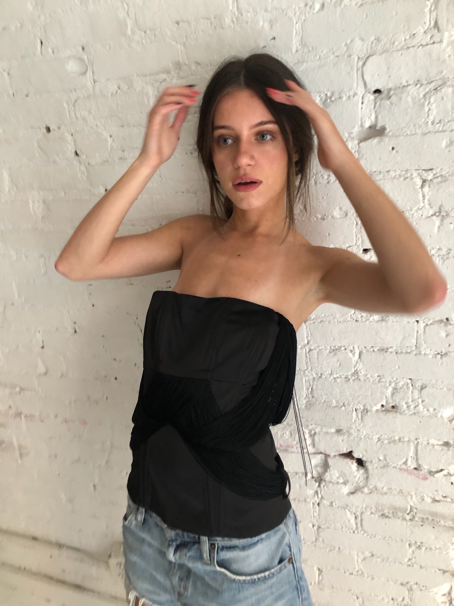 Vintage Black Strapless Top