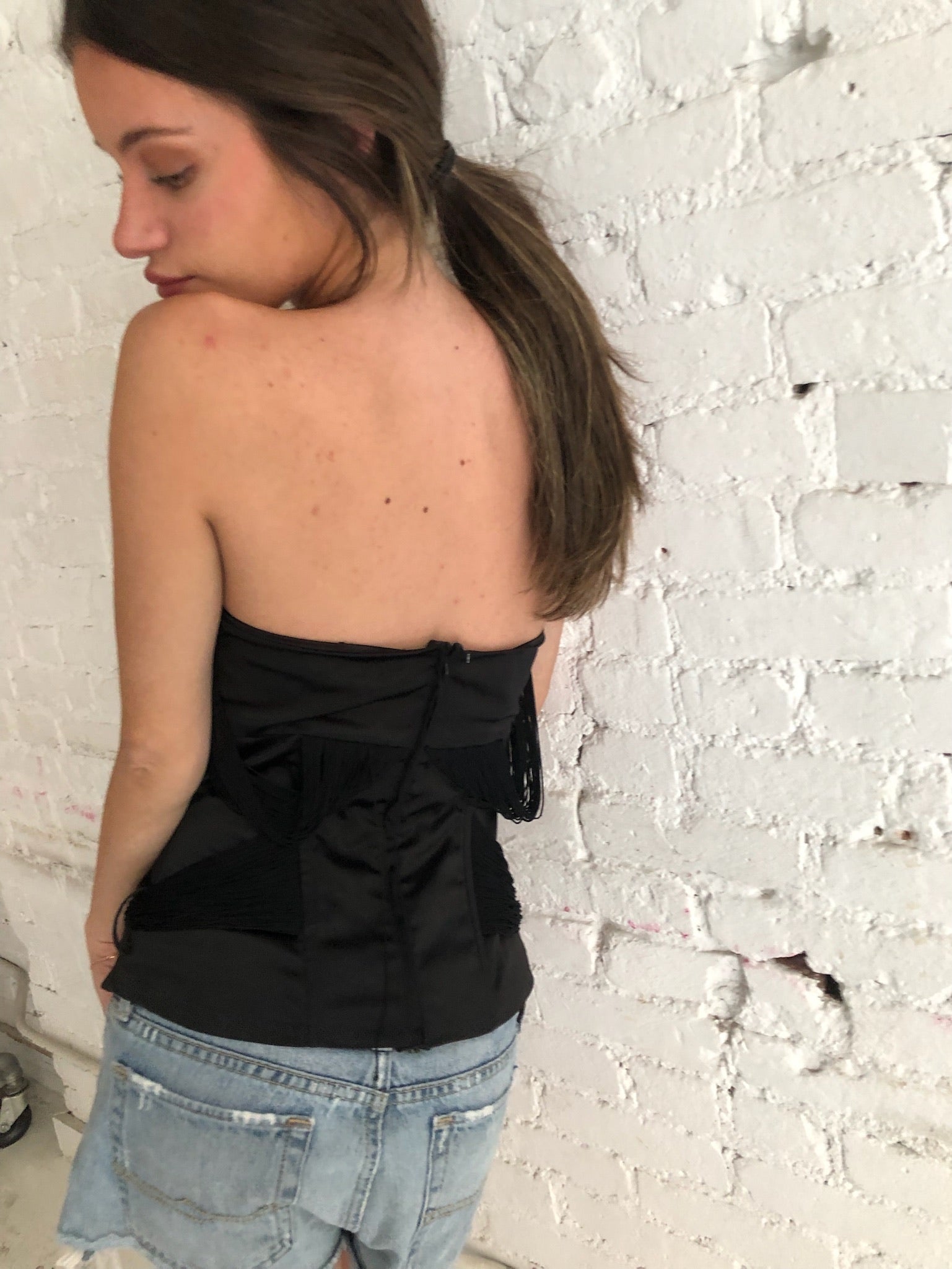 Vintage Black Strapless Top