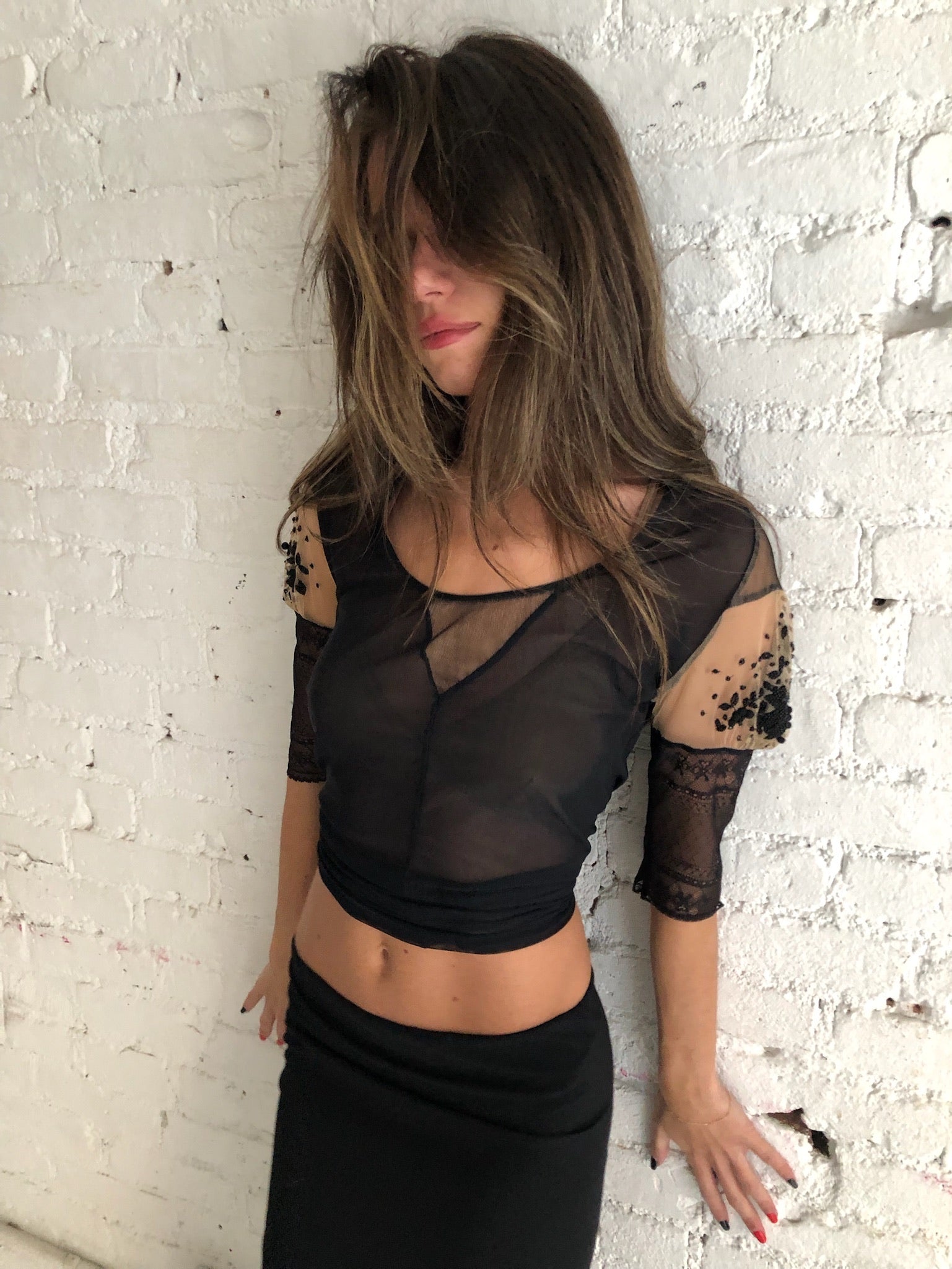 Vintage Black Tulle Top