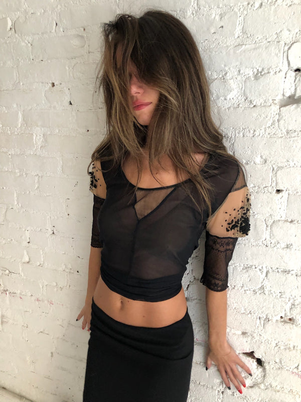 Vintage Black Tulle Top