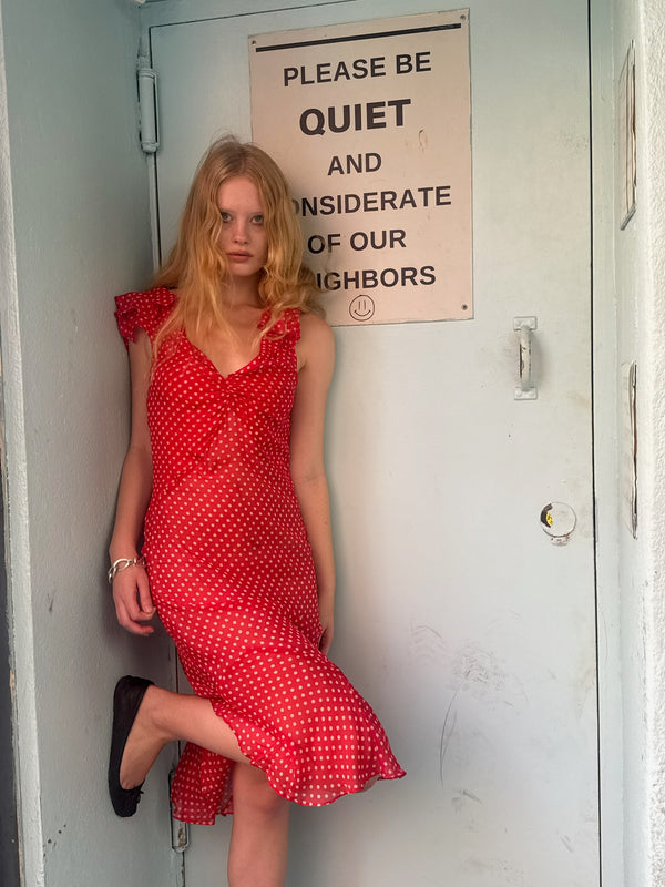 Lilia Dress - Red Polka Dot