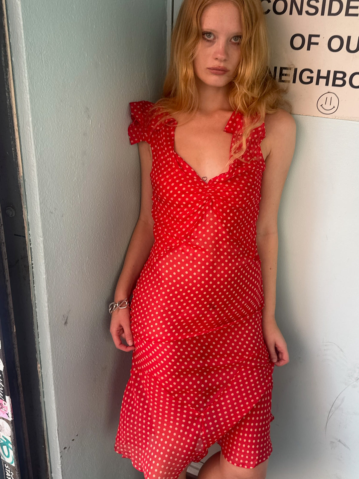 Lilia Dress - Red Polka Dot