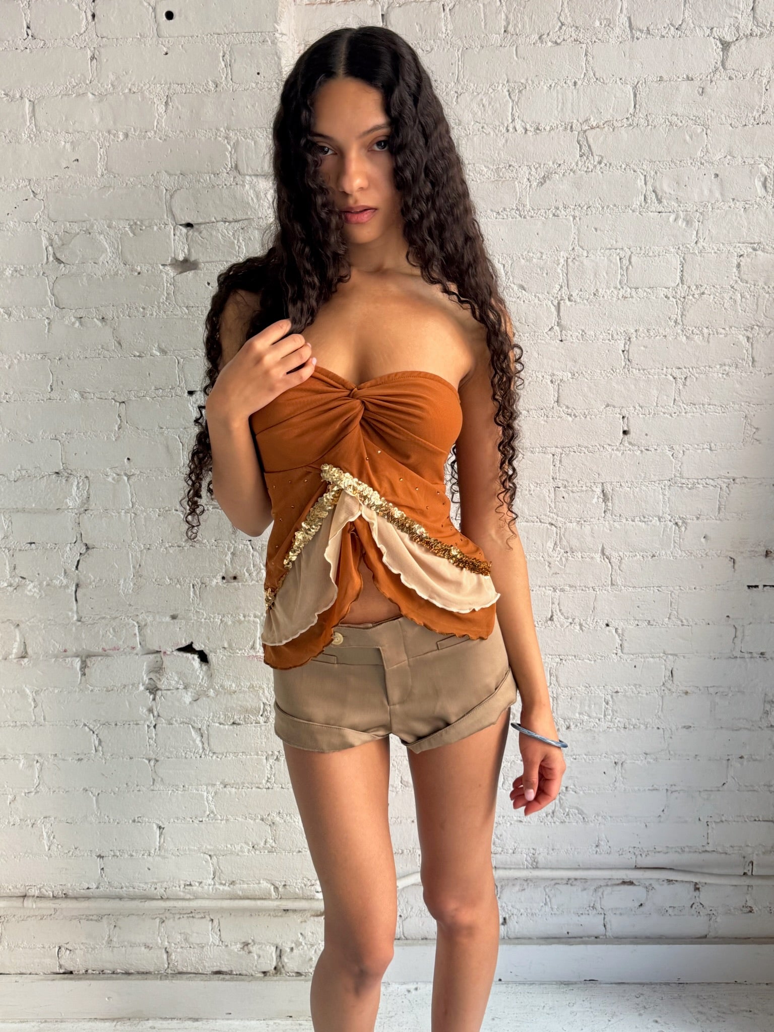 Vintage Strapless Sequin Top