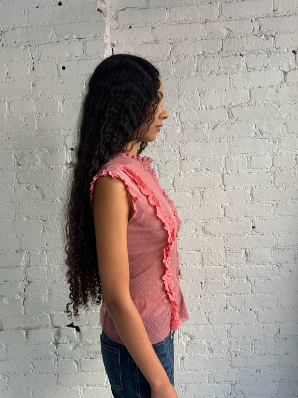 Vintage Pink Ruffle Top