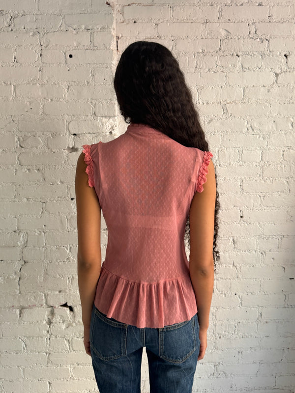 Vintage Pink Ruffle Top
